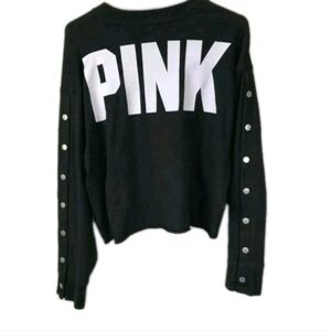 Victoria's Secret PINK- Black & White Crop Top Sweater Womens Sz L